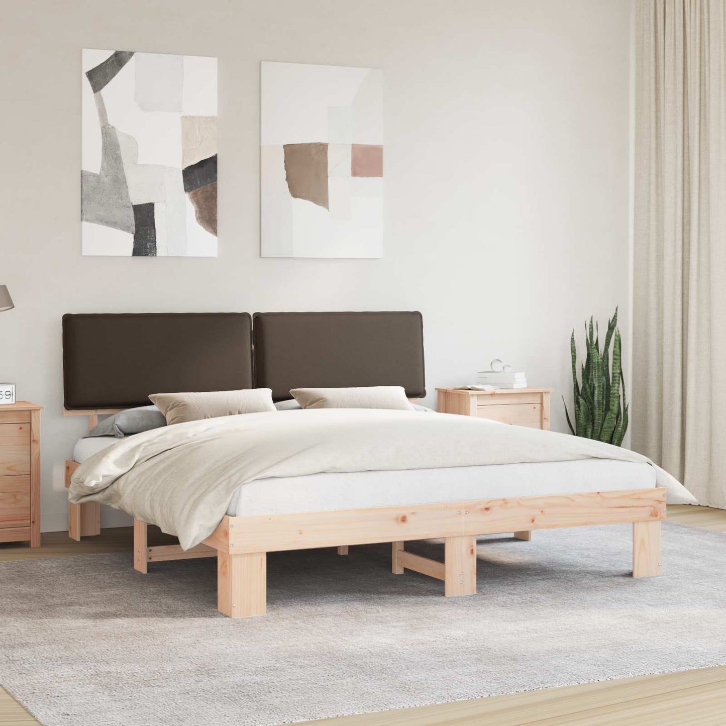 Bettgestell mit gepolstertem Kopfteil Taupe 180 x 200 cm