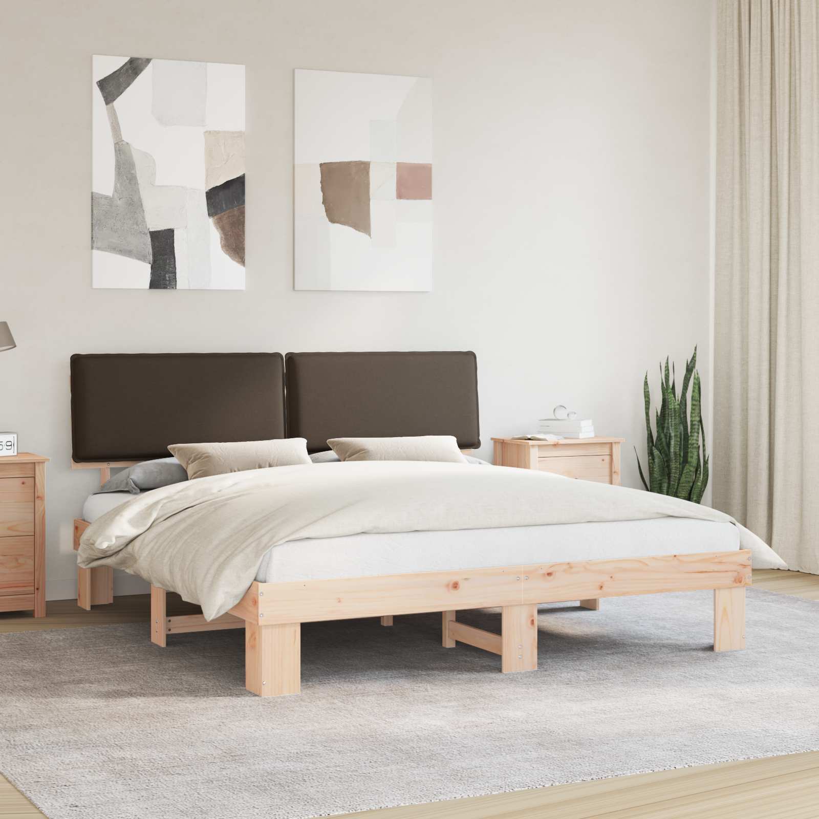 Bettgestell mit gepolstertem Kopfteil Taupe 180 x 200 cm