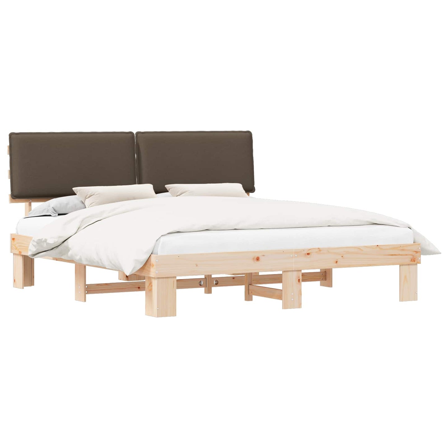 Bettgestell mit gepolstertem Kopfteil Taupe 180 x 200 cm