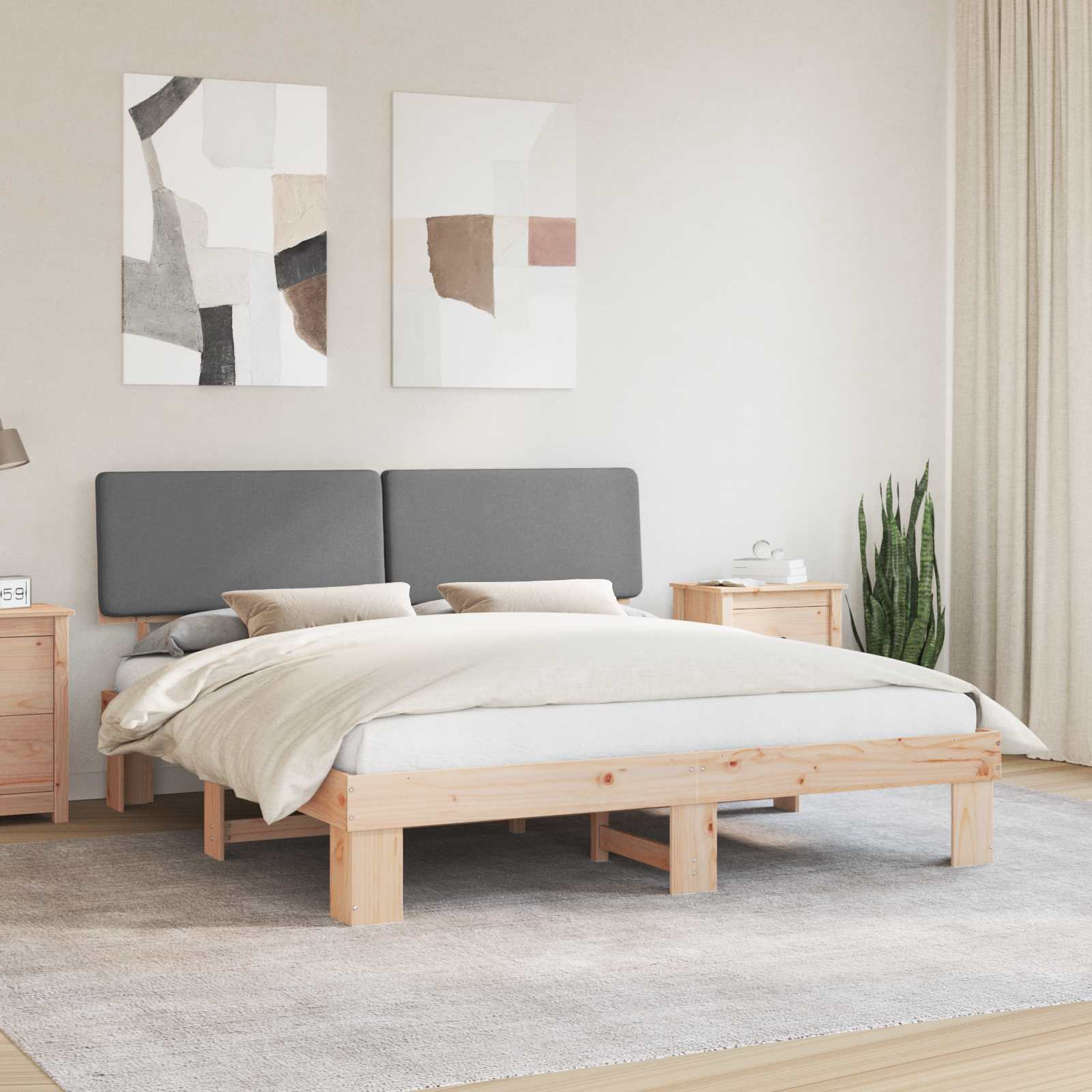 Bettgestell mit gepolstertem Kopfteil Hellgrau 180 x 200 cm