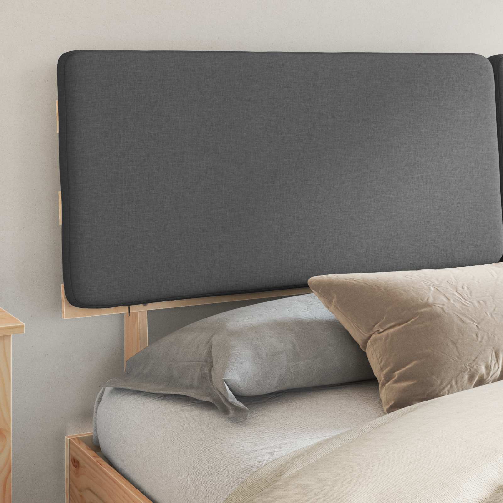 Bettgestell mit gepolstertem Kopfteil Dunkelgrau 180 x 200 cm