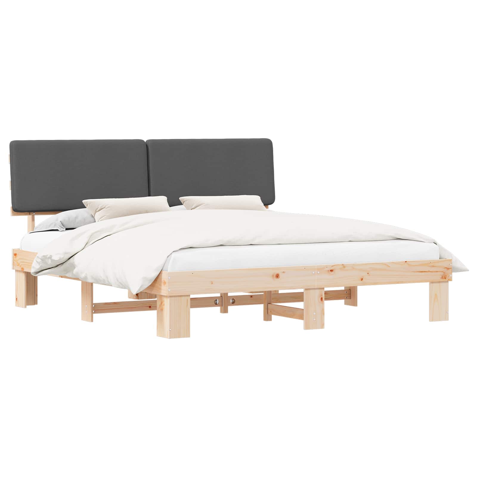 Bettgestell mit gepolstertem Kopfteil Dunkelgrau 180 x 200 cm