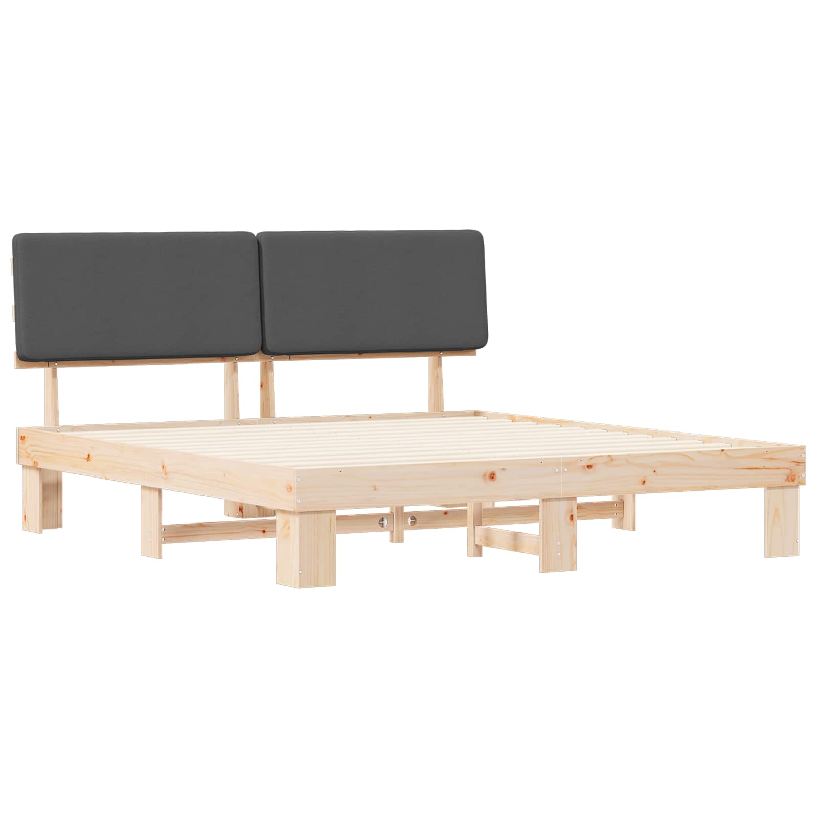 Bettgestell mit gepolstertem Kopfteil Dunkelgrau 180 x 200 cm