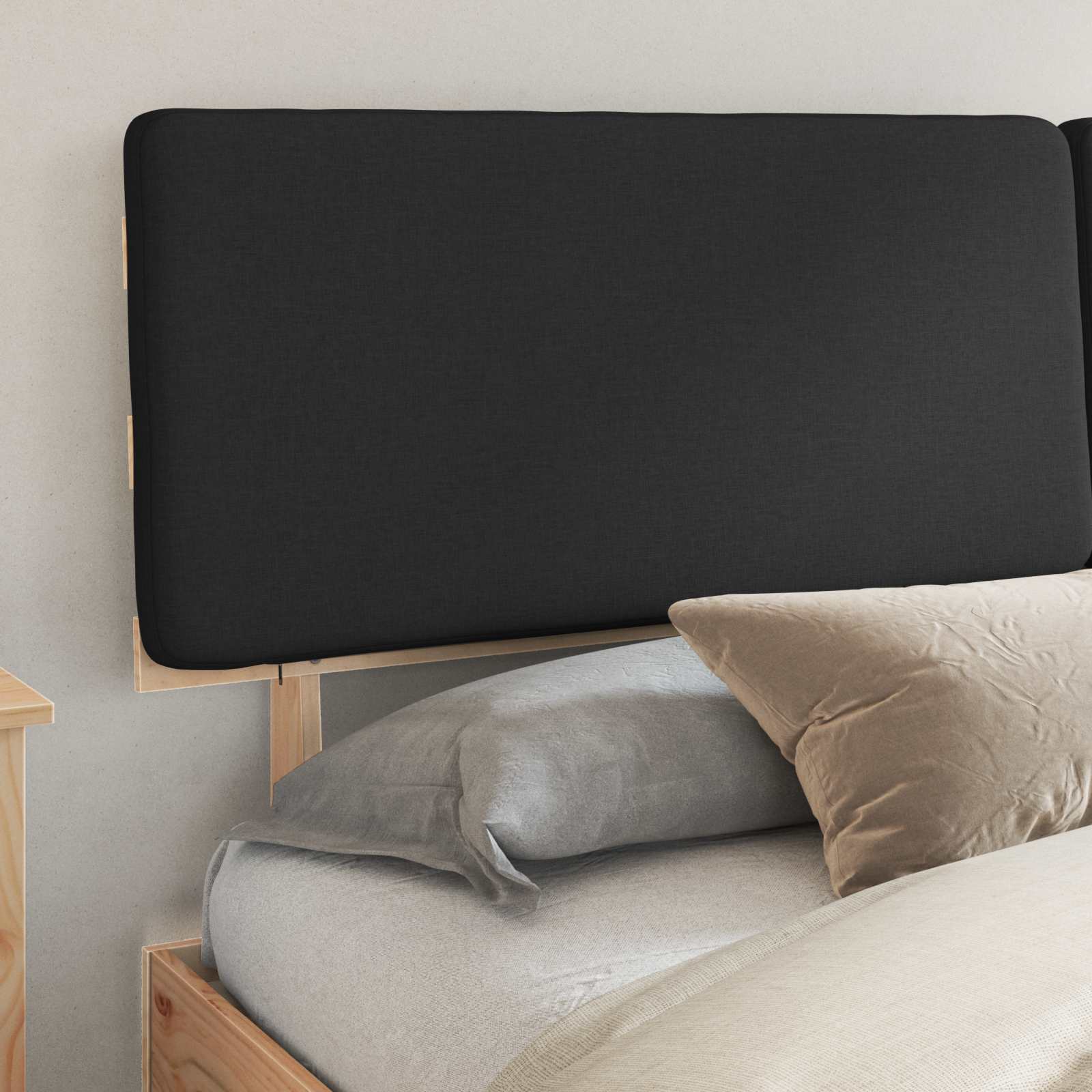 Bettgestell mit gepolstertem Kopfteil Schwarz 180 x 200 cm
