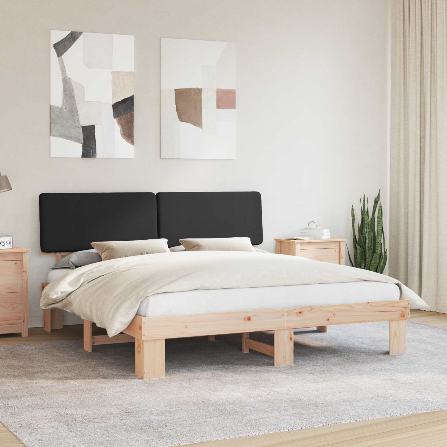 Bettgestell mit gepolstertem Kopfteil Schwarz 180 x 200 cm