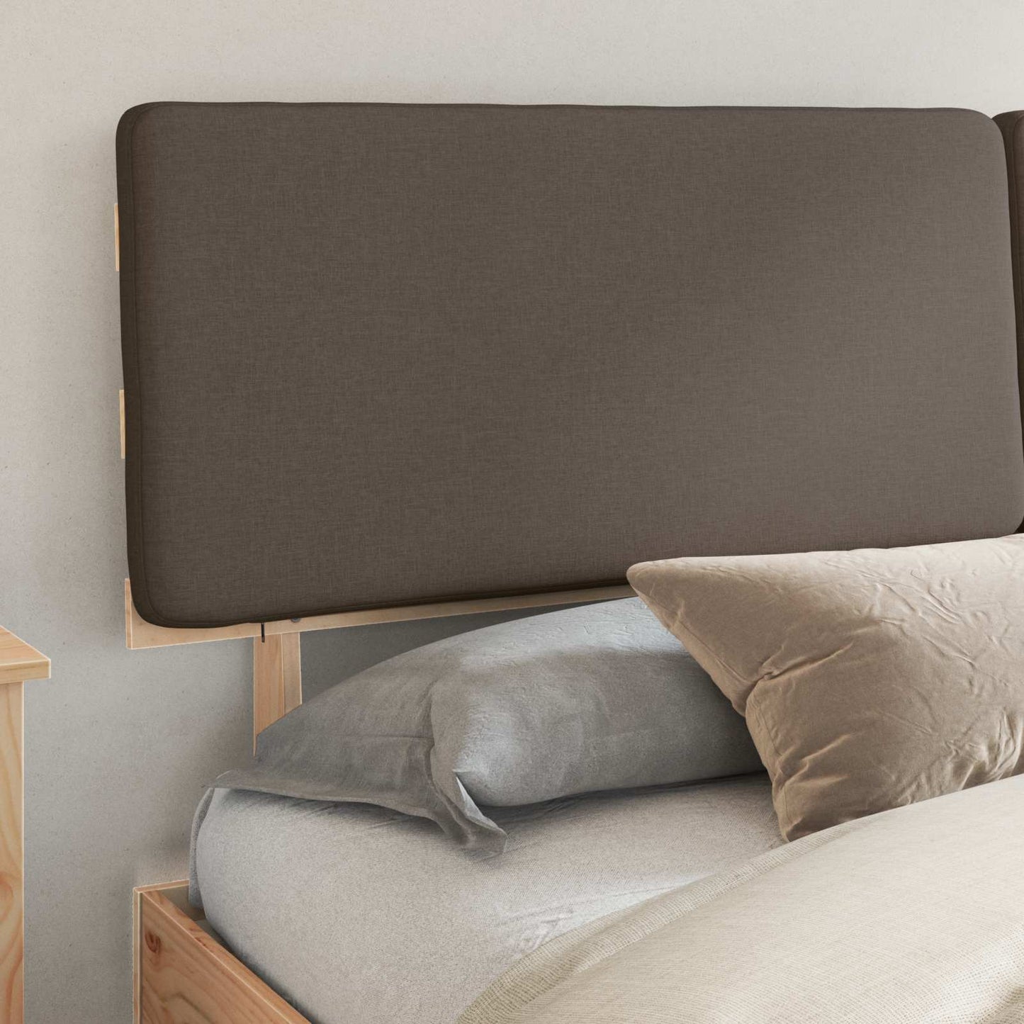 Bettgestell mit gepolstertem Kopfteil Taupe 180 x 200 cm