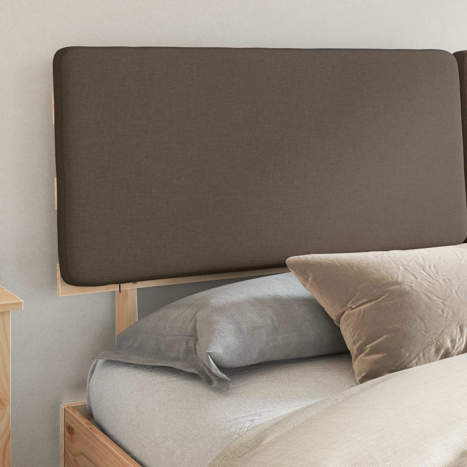 Bettgestell mit gepolstertem Kopfteil Taupe 180 x 200 cm