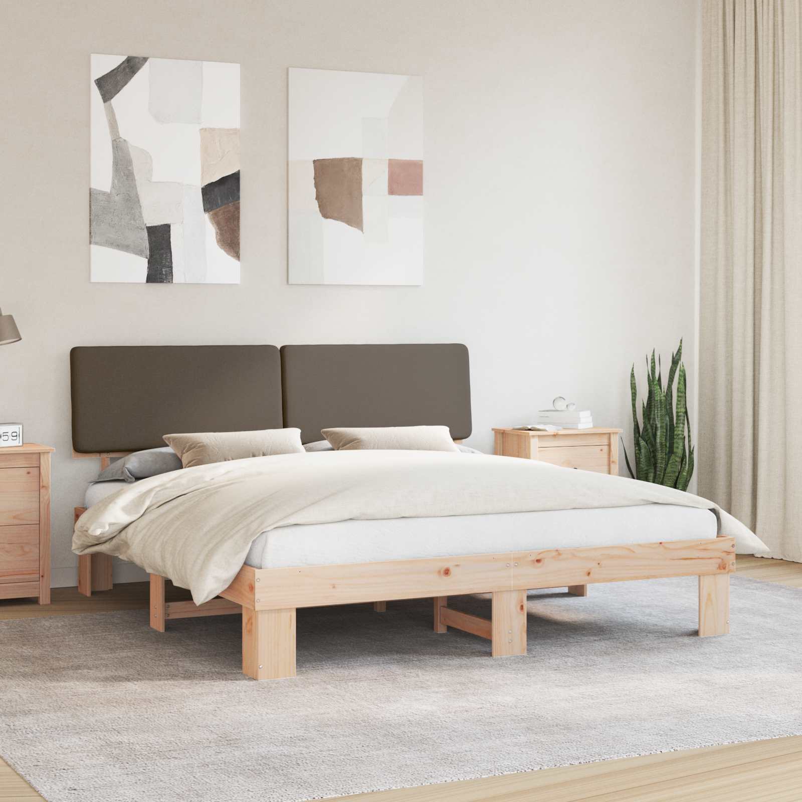 Bettgestell mit gepolstertem Kopfteil Taupe 180 x 200 cm