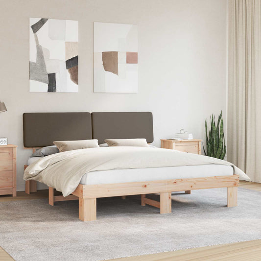 Bettgestell mit gepolstertem Kopfteil Taupe 180 x 200 cm