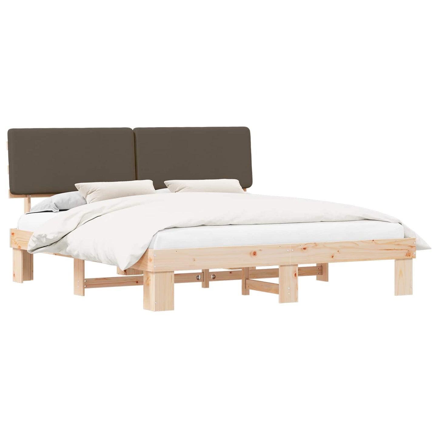 Bettgestell mit gepolstertem Kopfteil Taupe 180 x 200 cm