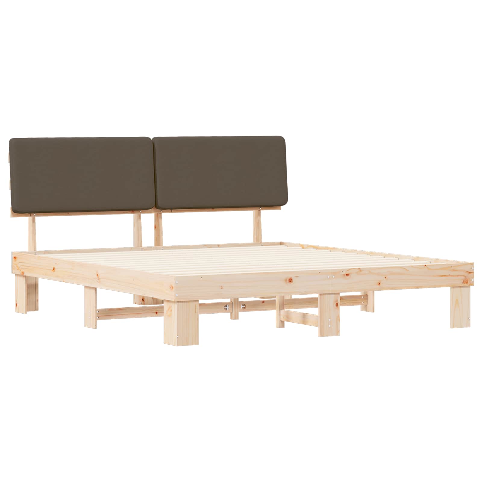 Bettgestell mit gepolstertem Kopfteil Taupe 180 x 200 cm