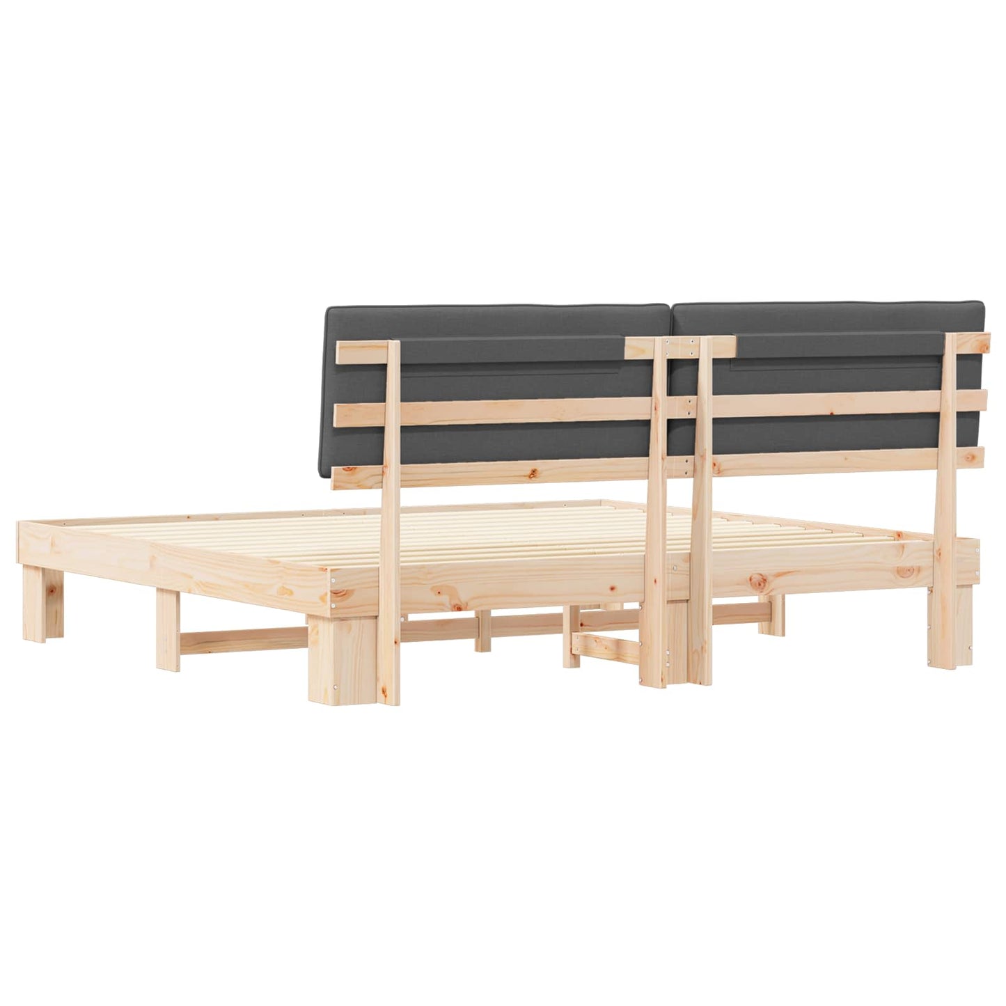 Bettgestell mit gepolstertem Kopfteil Dunkelgrau 200 x 200 cm