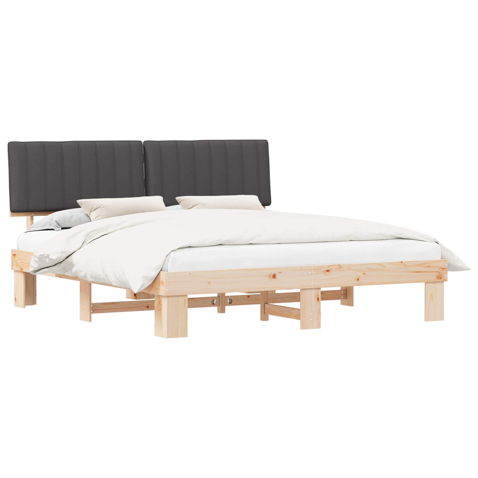 Bettgestell mit gepolstertem Kopfteil Dunkelgrau 180 x 200 cm