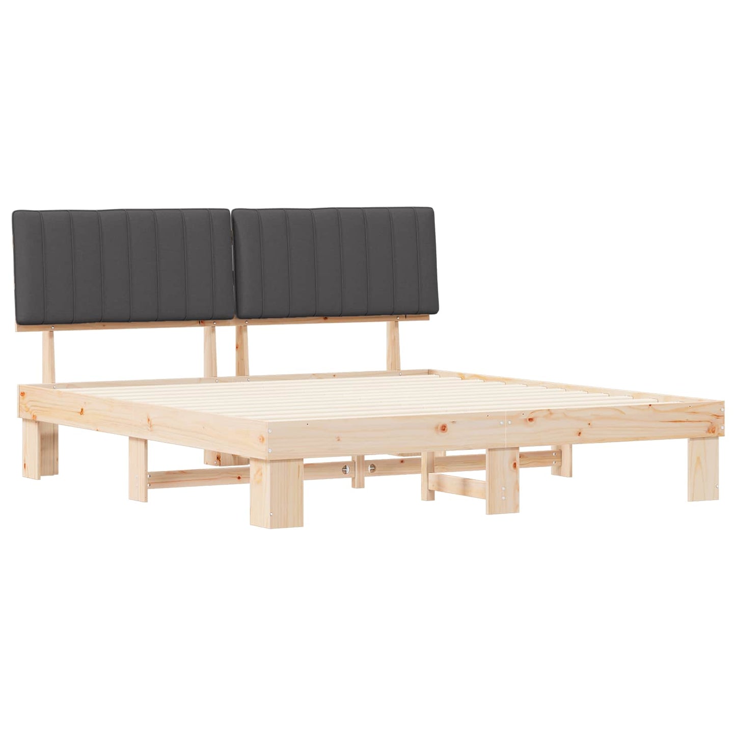 Bettgestell mit gepolstertem Kopfteil Dunkelgrau 180 x 200 cm