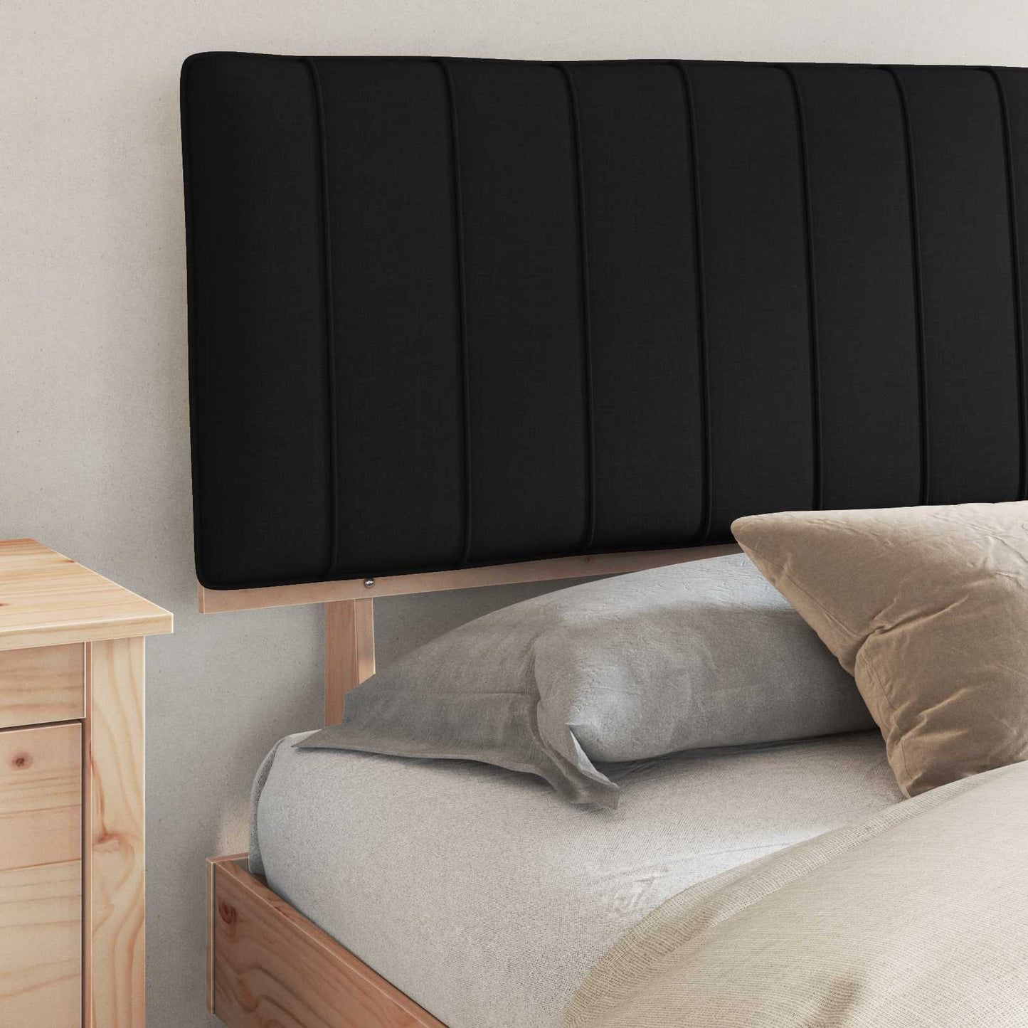 Bettgestell mit gepolstertem Kopfteil Schwarz 180 x 200 cm