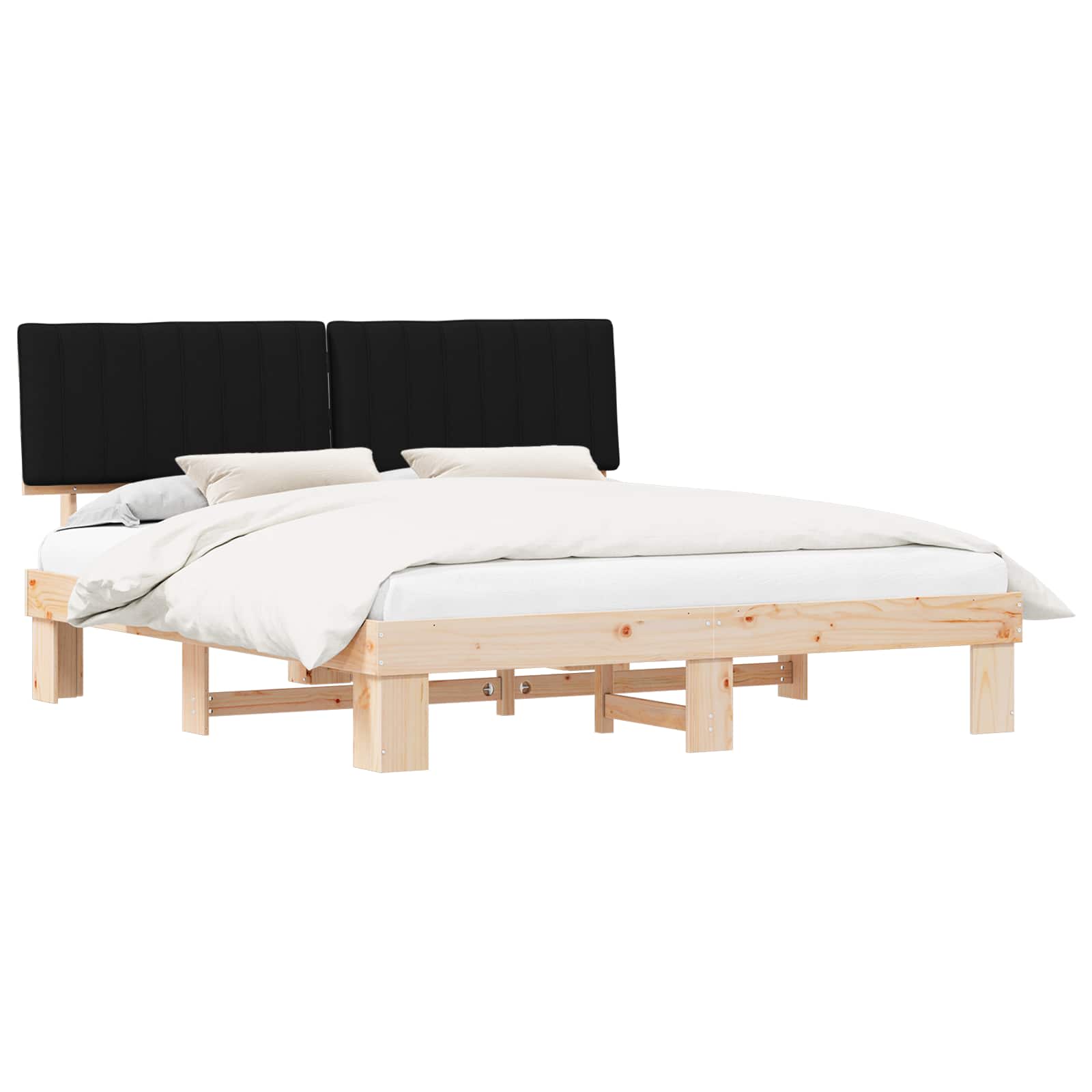 Bettgestell mit gepolstertem Kopfteil Schwarz 180 x 200 cm