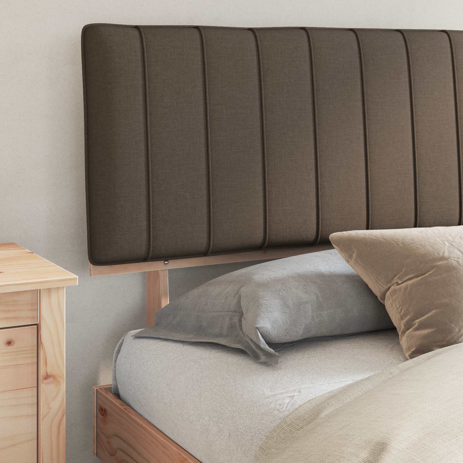 Bettgestell mit gepolstertem Kopfteil Taupe 180 x 200 cm