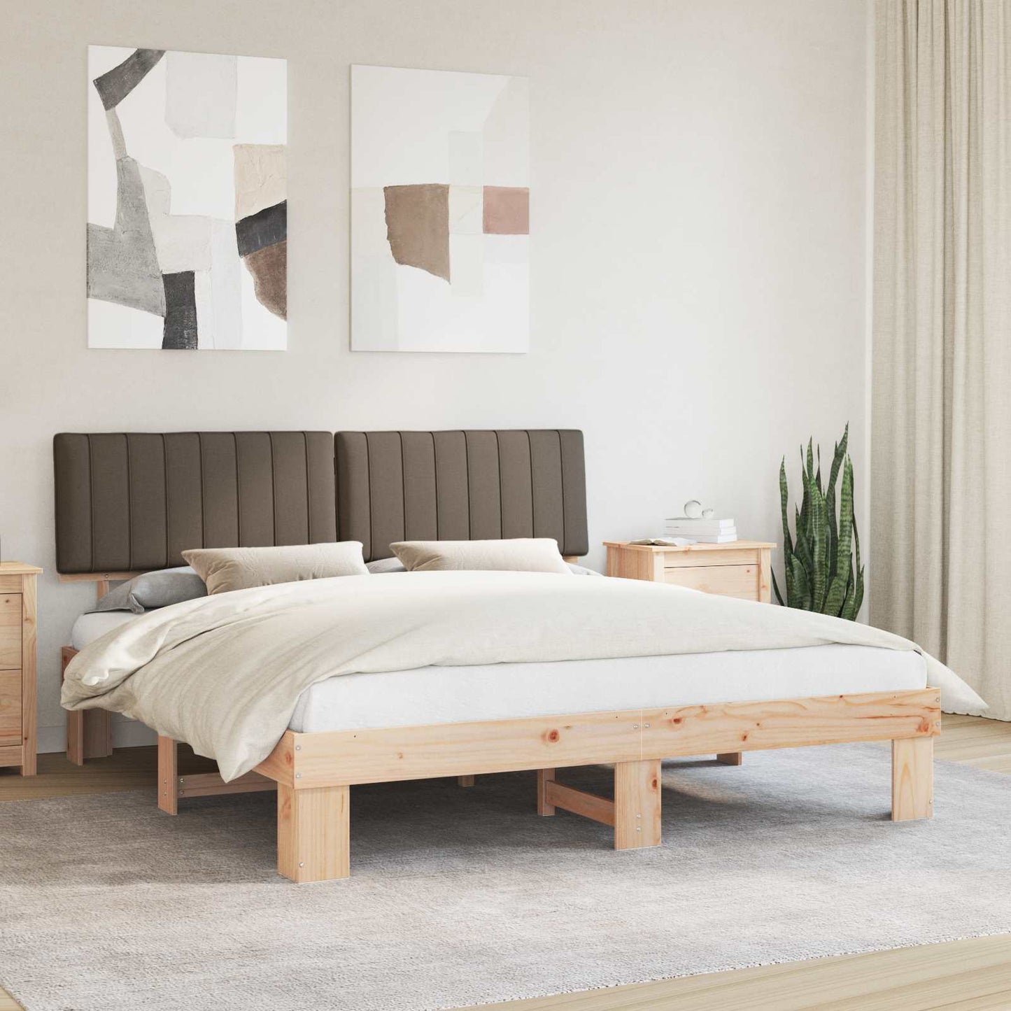 Bettgestell mit gepolstertem Kopfteil Taupe 180 x 200 cm
