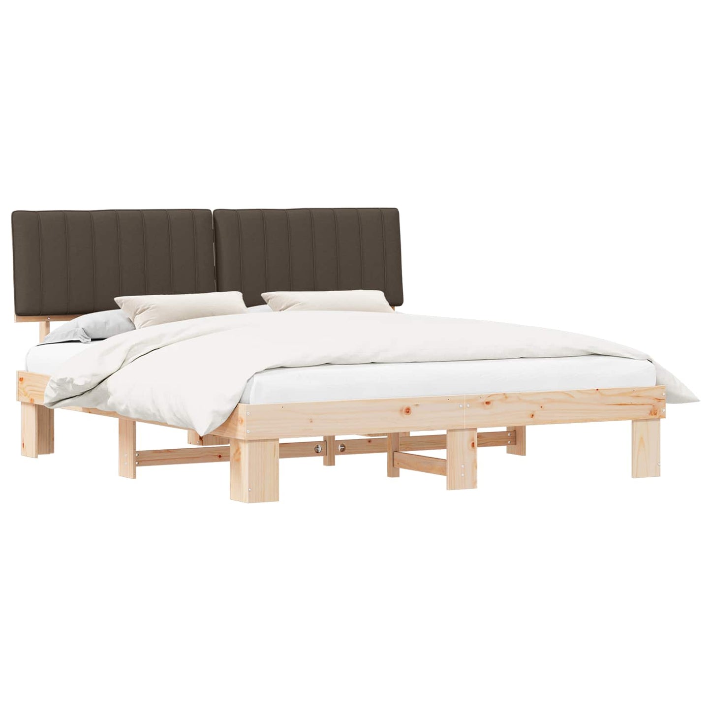 Bettgestell mit gepolstertem Kopfteil Taupe 180 x 200 cm