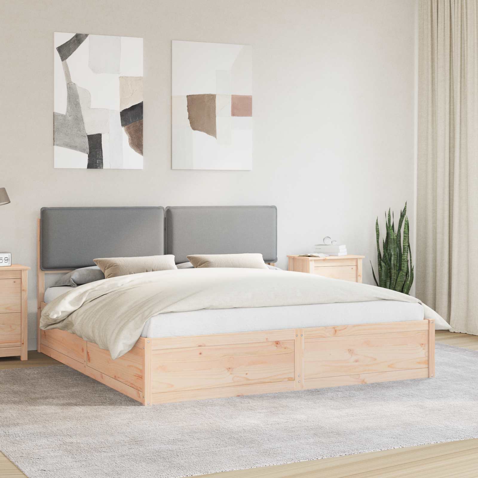Bettgestell mit gepolstertem Kopfteil Hellgrau 180 x 200 cm