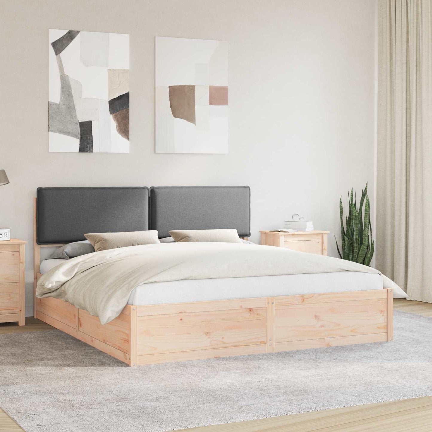 Bettgestell mit gepolstertem Kopfteil Dunkelgrau 180 x 200 cm