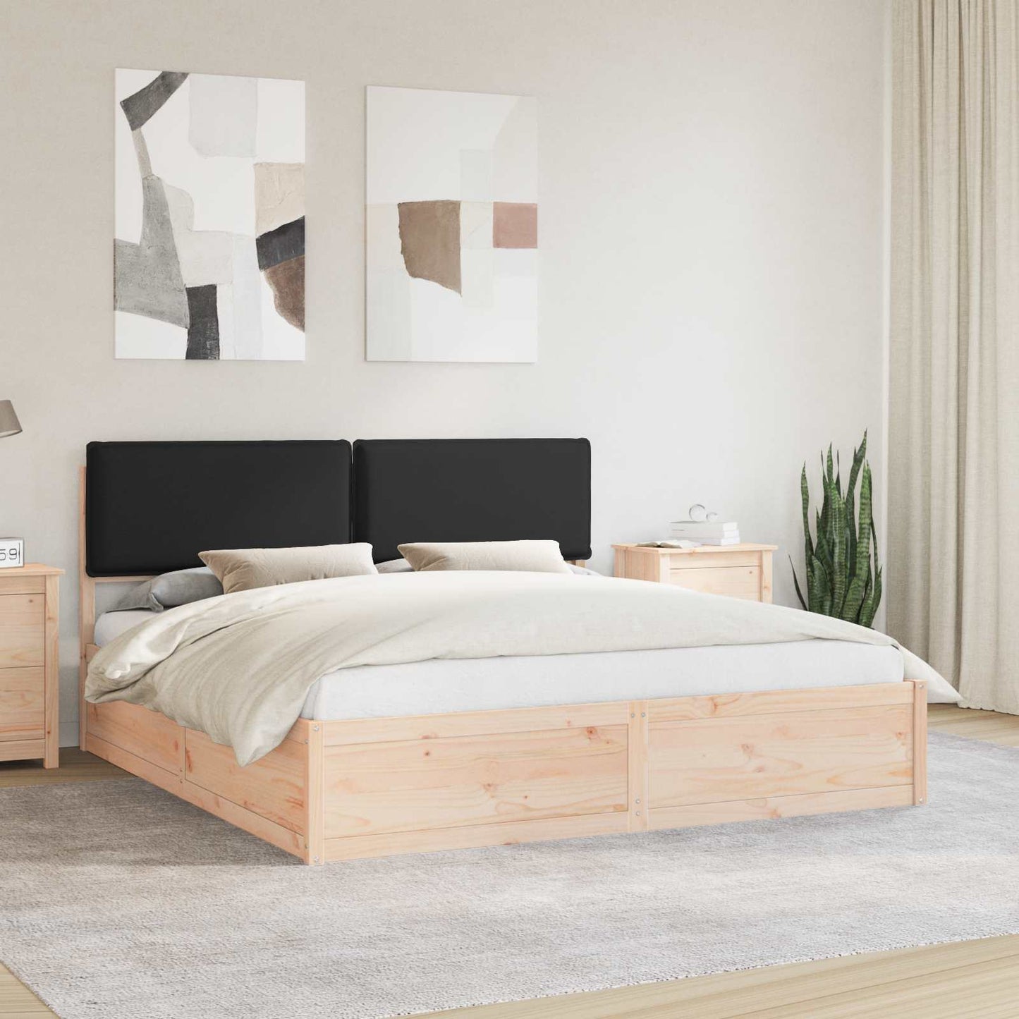 Bettgestell mit gepolstertem Kopfteil Schwarz 180 x 200 cm