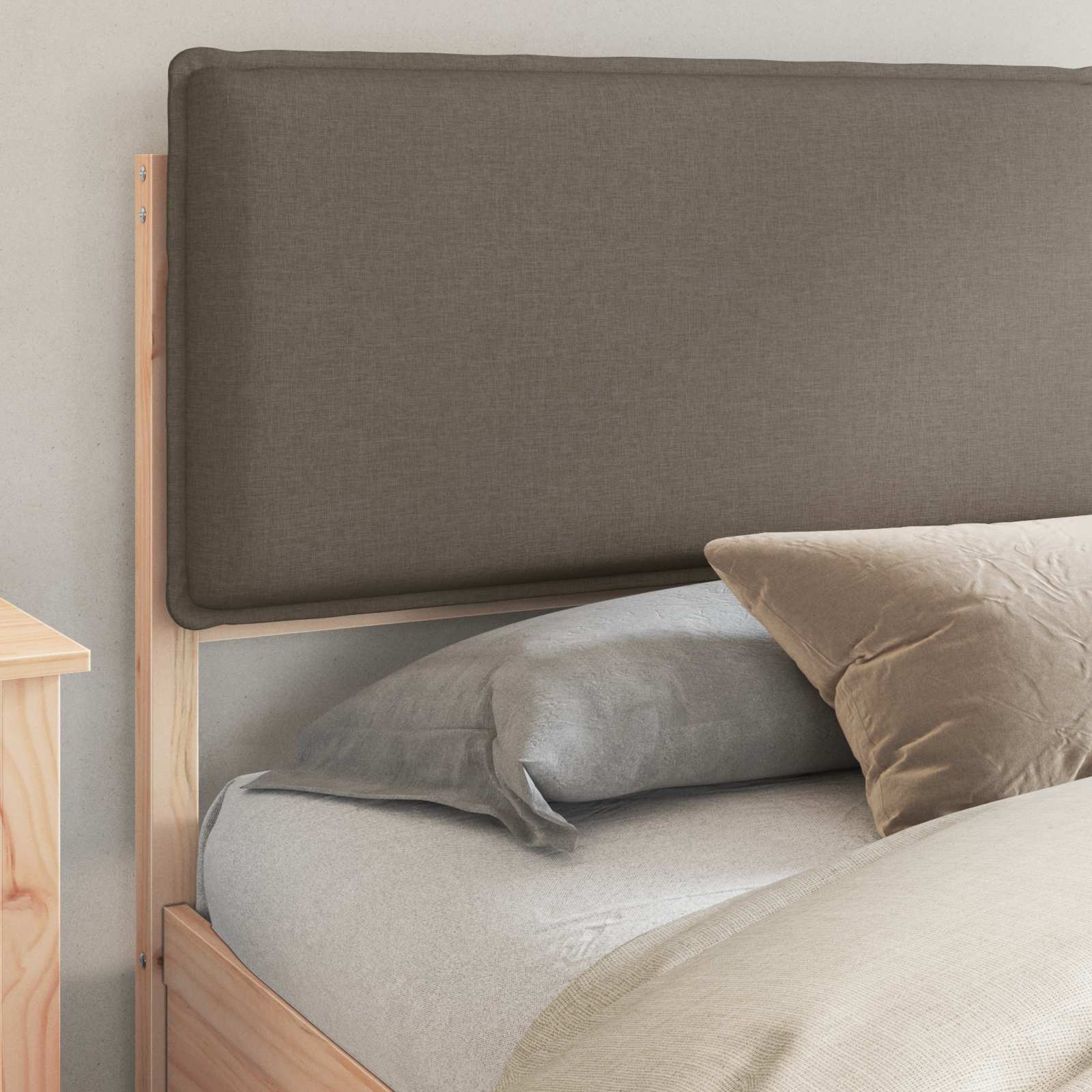 Bettgestell mit gepolstertem Kopfteil Taupe 180 x 200 cm