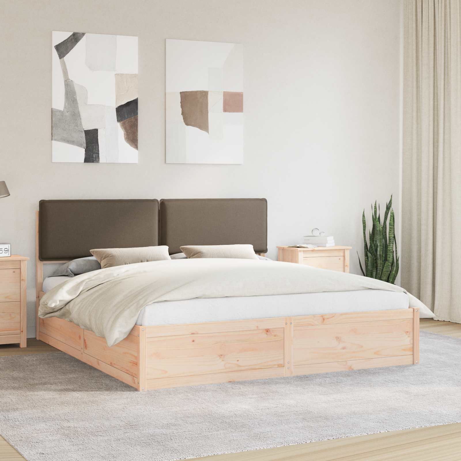 Bettgestell mit gepolstertem Kopfteil Taupe 180 x 200 cm