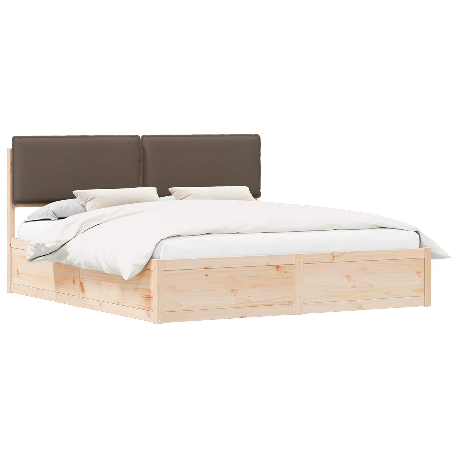 Bettgestell mit gepolstertem Kopfteil Taupe 180 x 200 cm