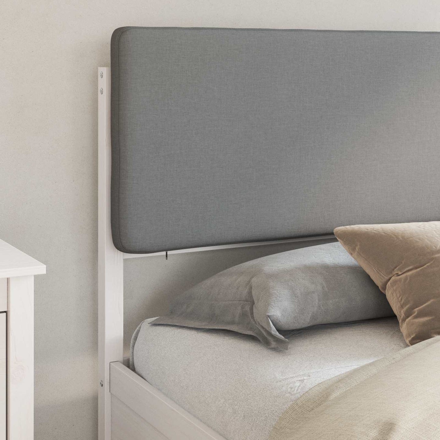 Bettgestell mit gepolstertem Kopfteil Hellgrau 200 x 200 cm