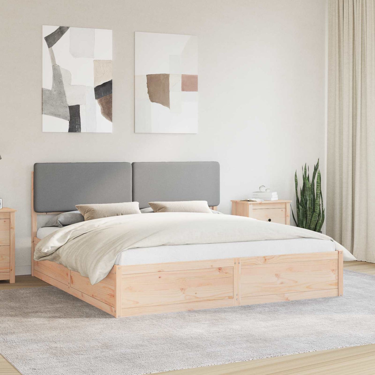 Bettgestell mit gepolstertem Kopfteil Hellgrau 180 x 200 cm