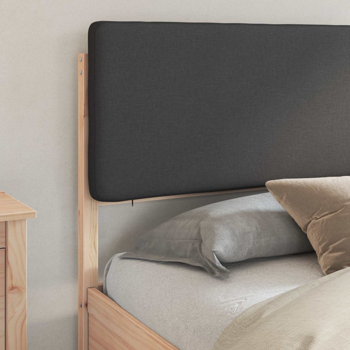 Bettgestell mit gepolstertem Kopfteil Dunkelgrau 180 x 200 cm