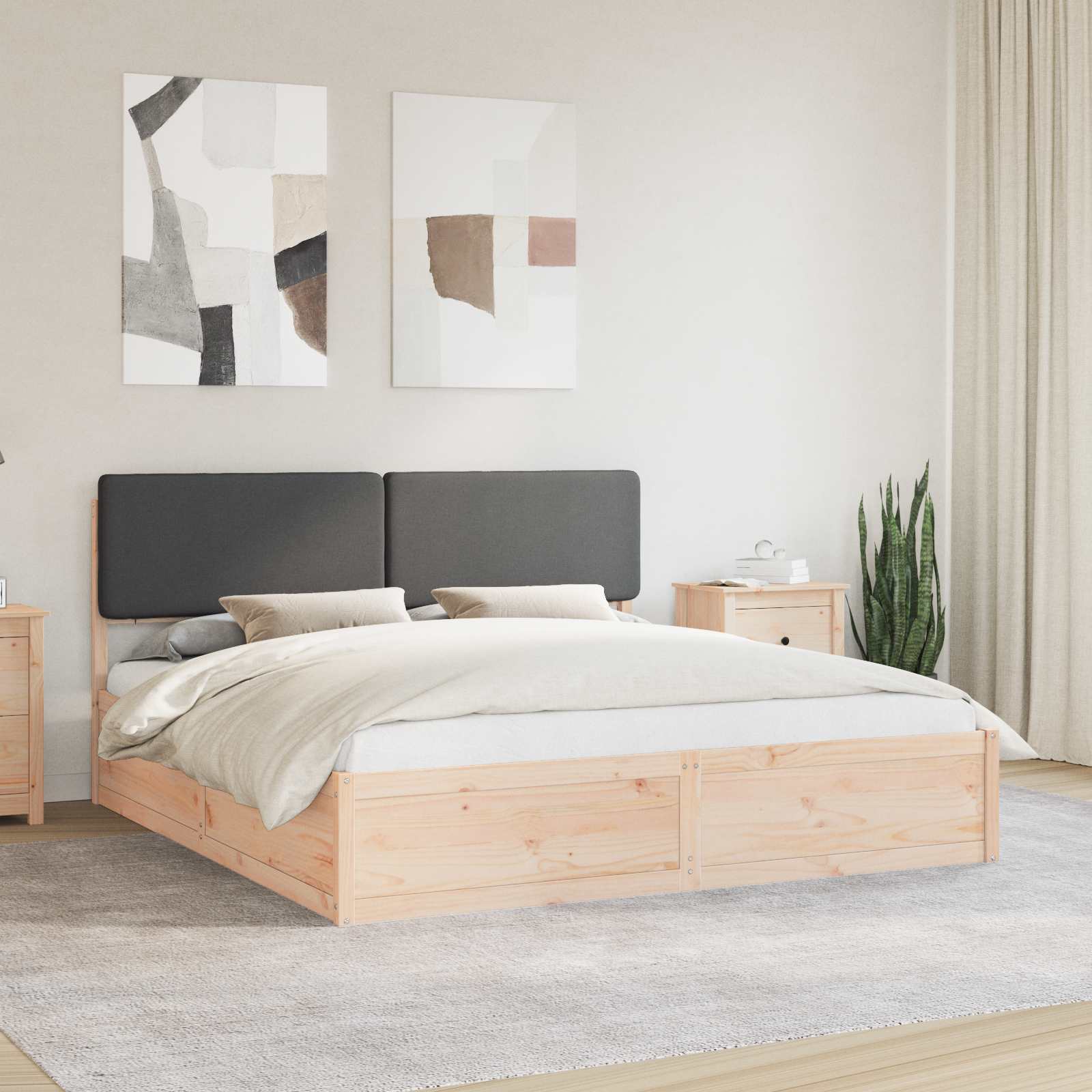 Bettgestell mit gepolstertem Kopfteil Dunkelgrau 180 x 200 cm