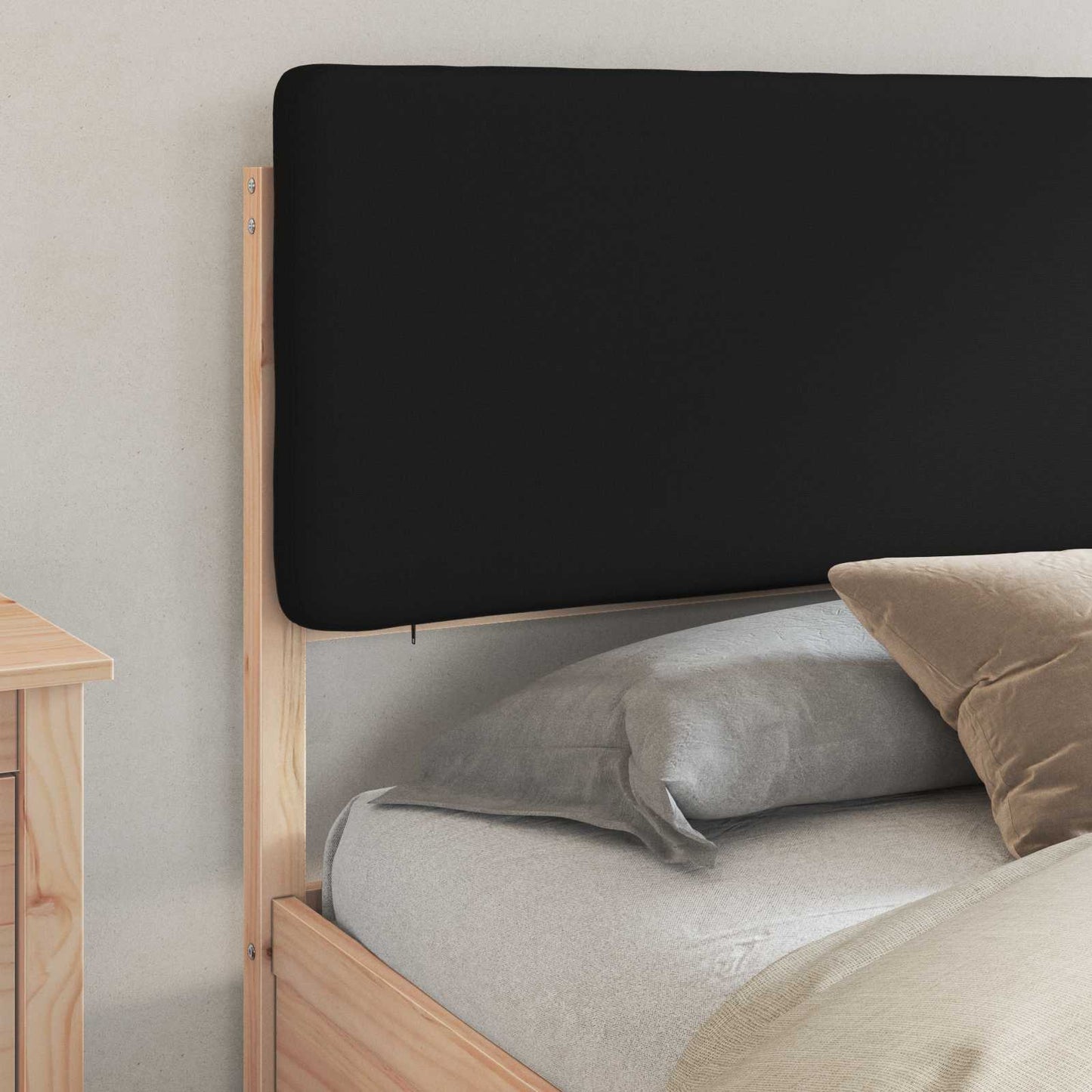 Bettgestell mit gepolstertem Kopfteil Schwarz 180 x 200 cm