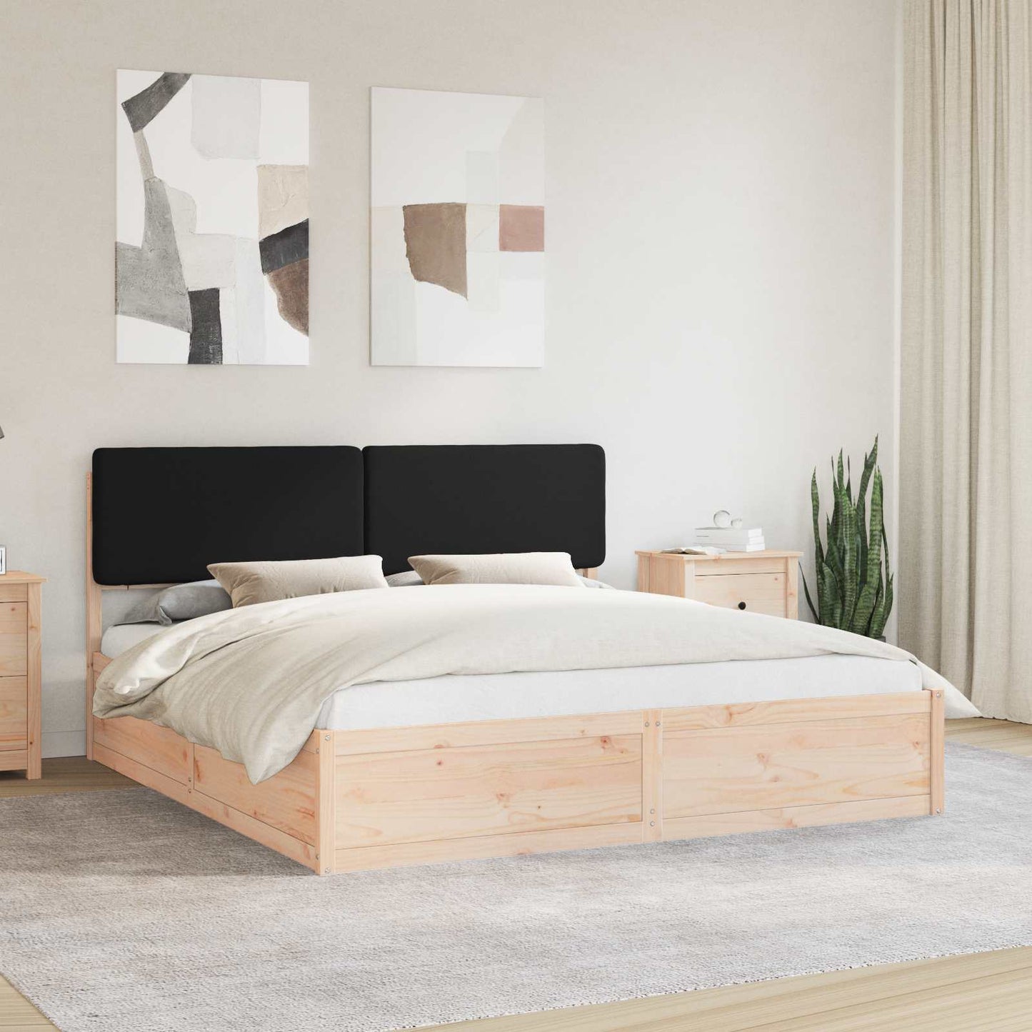 Bettgestell mit gepolstertem Kopfteil Schwarz 180 x 200 cm