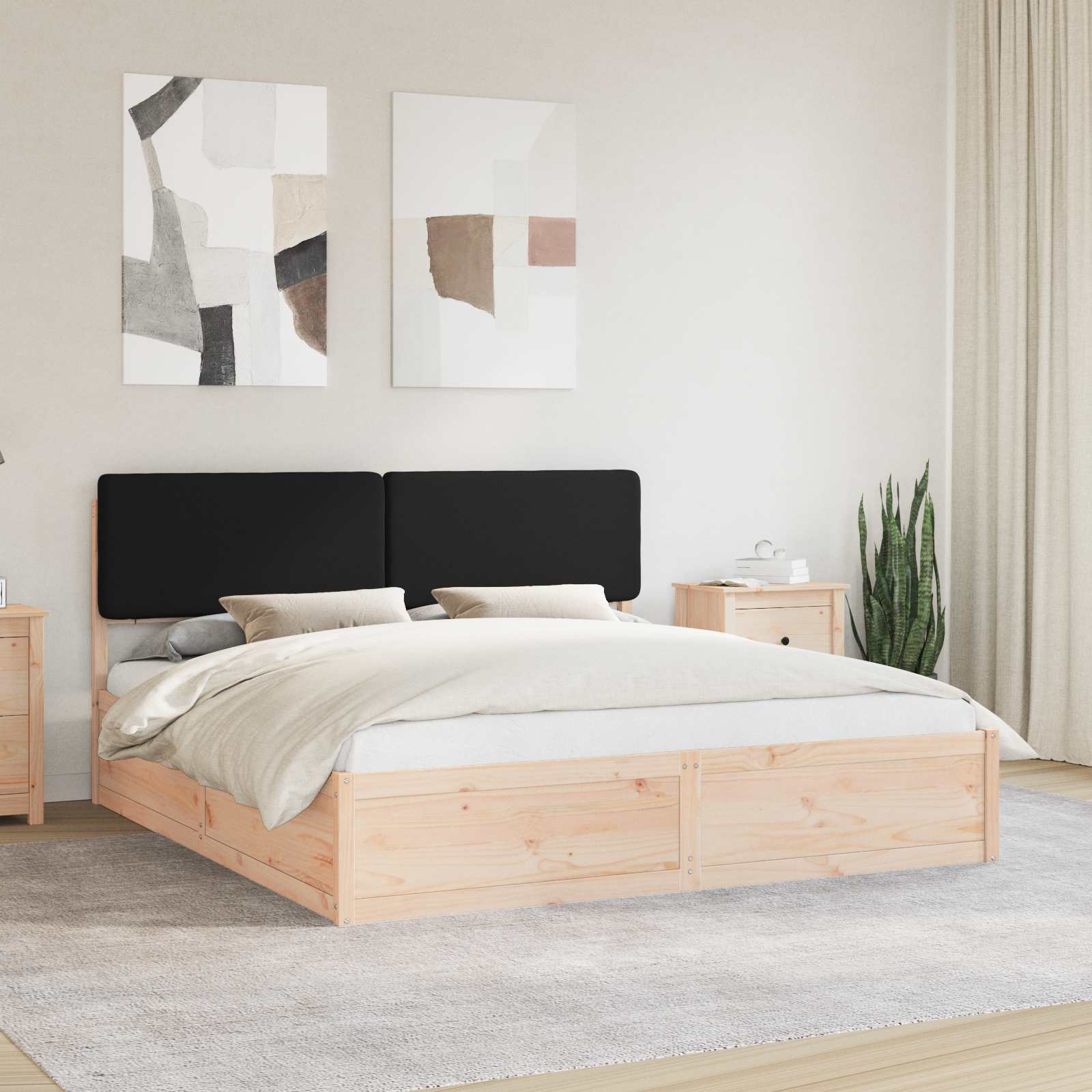 Bettgestell mit gepolstertem Kopfteil Schwarz 180 x 200 cm
