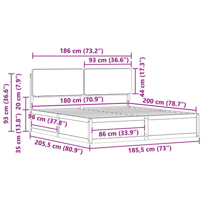 Bettgestell mit gepolstertem Kopfteil Schwarz 180 x 200 cm