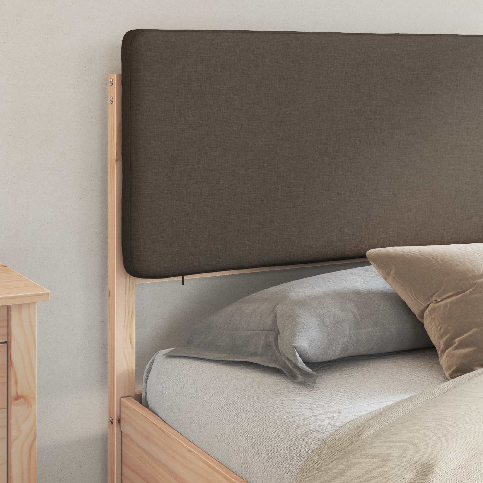 Bettgestell mit gepolstertem Kopfteil Taupe 180 x 200 cm