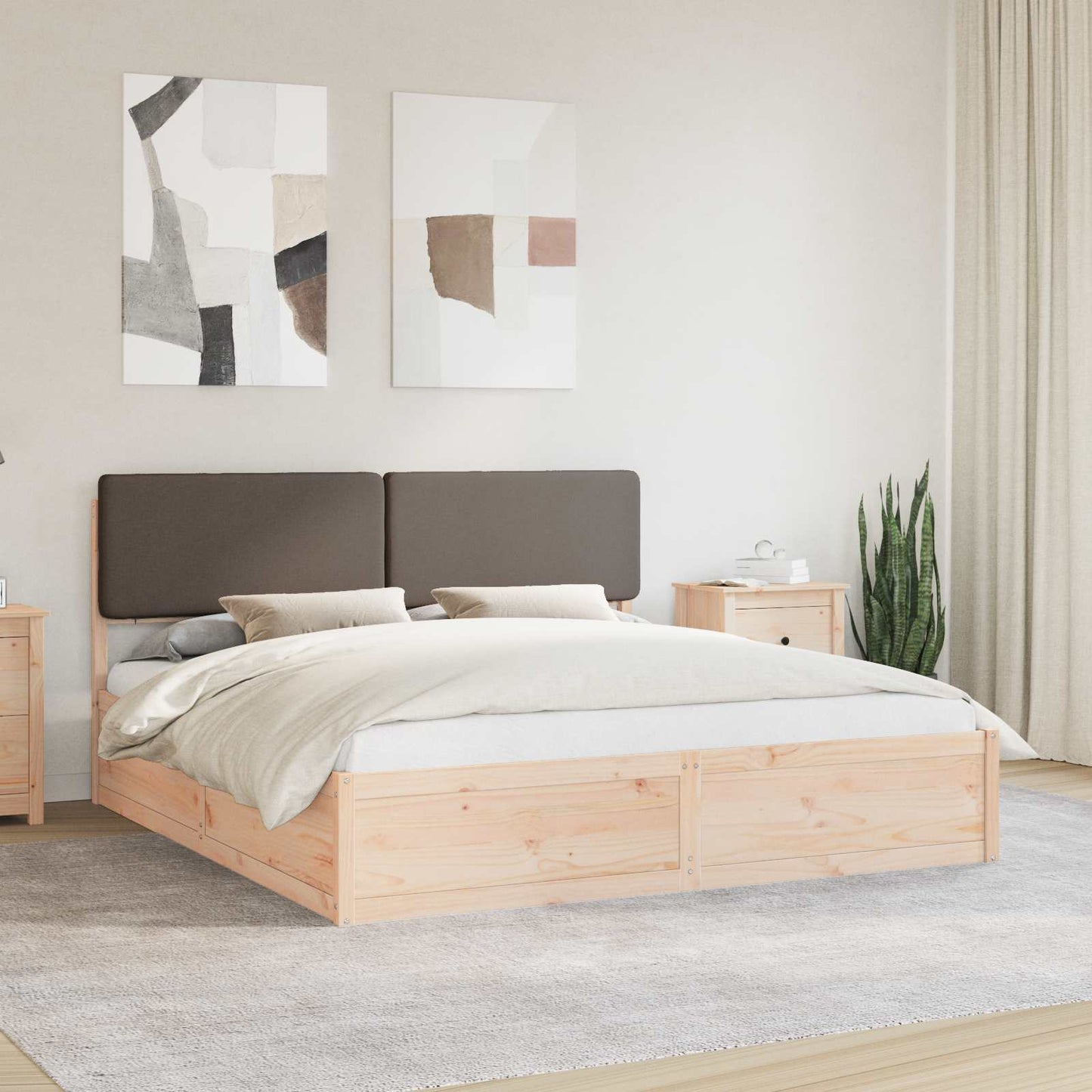 Bettgestell mit gepolstertem Kopfteil Taupe 180 x 200 cm