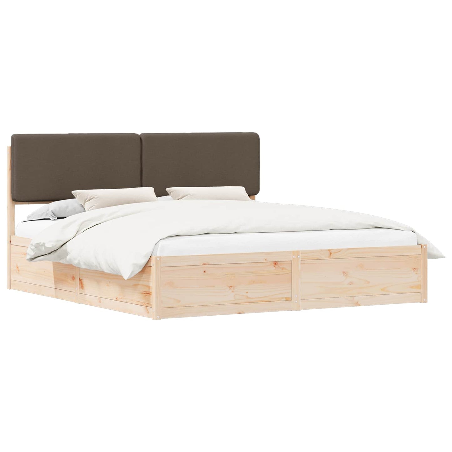 Bettgestell mit gepolstertem Kopfteil Taupe 180 x 200 cm