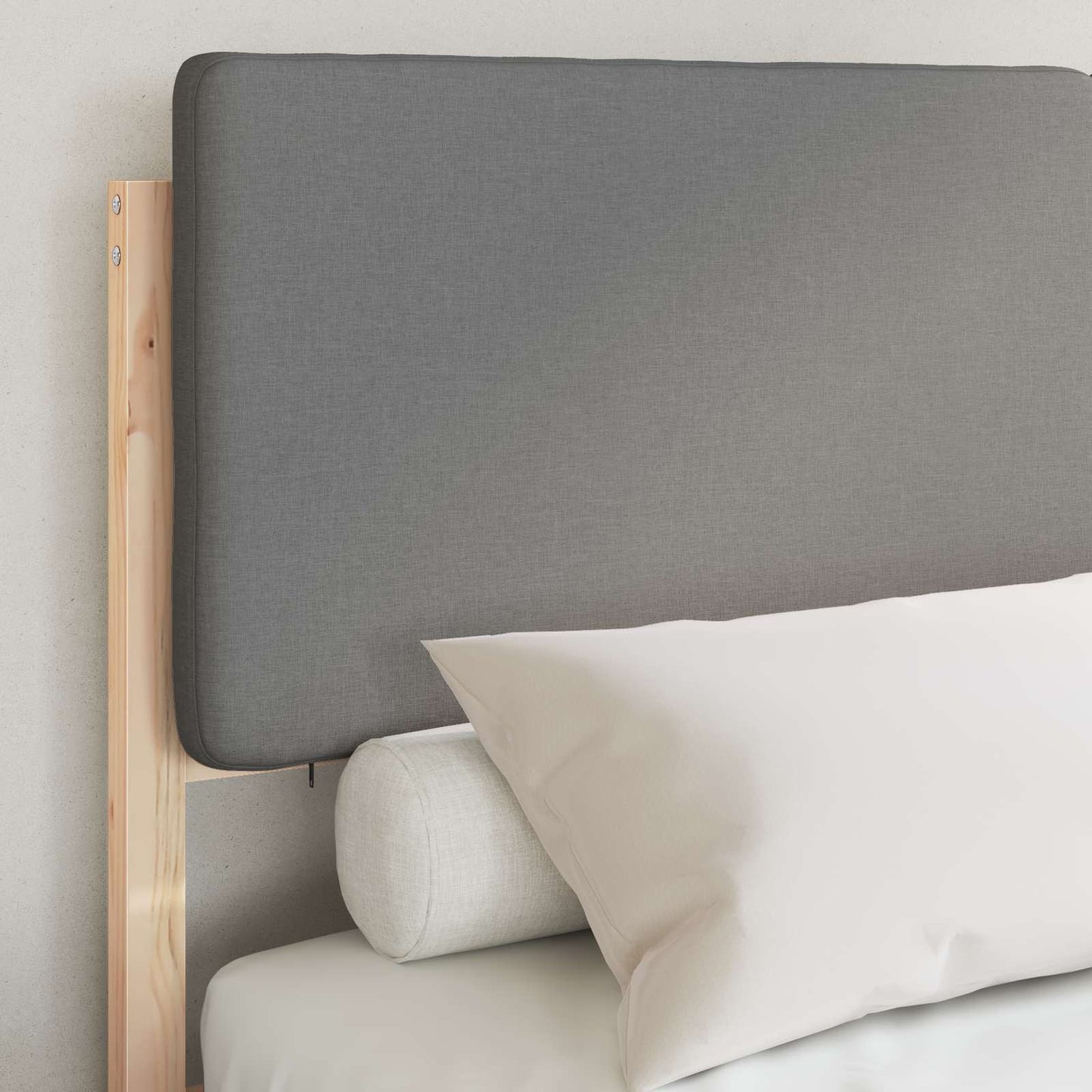 Bettgestell mit gepolstertem Kopfteil Hellgrau 135 x 190 cm
