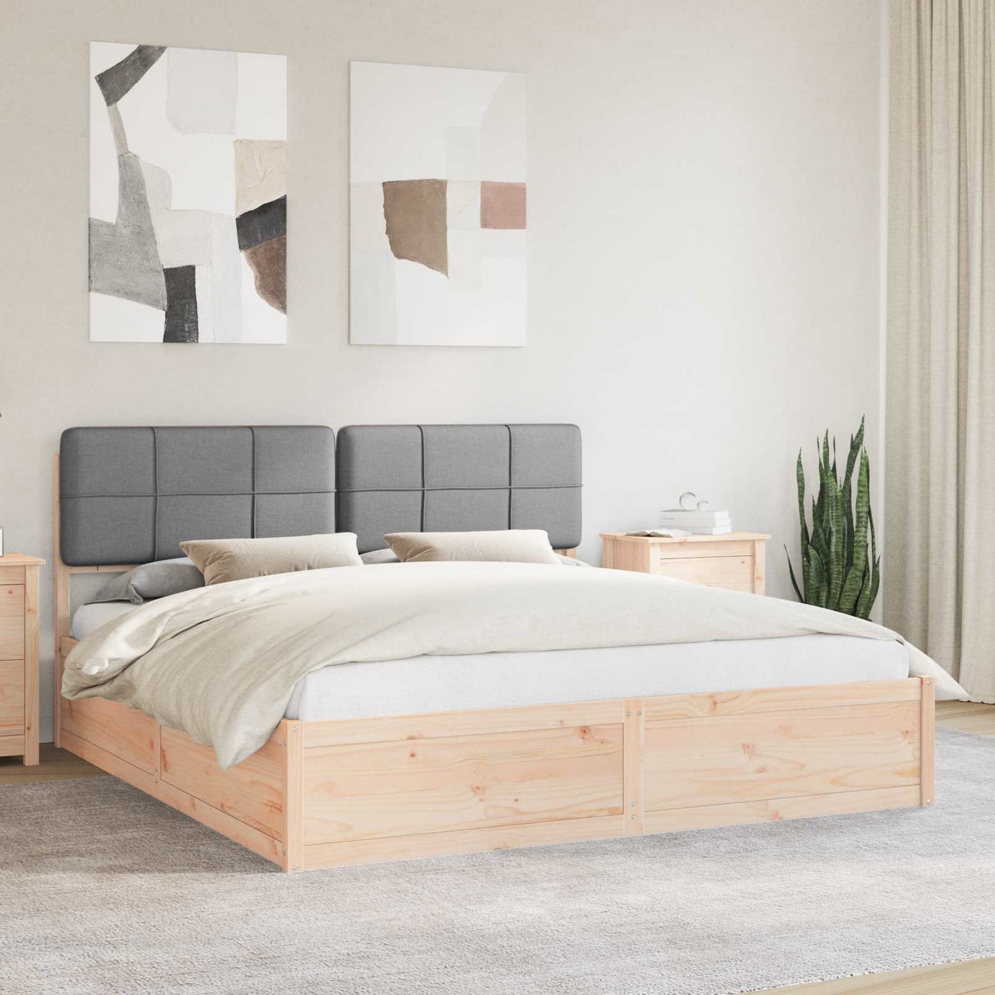 Bettgestell mit gepolstertem Kopfteil Hellgrau 180 x 200 cm