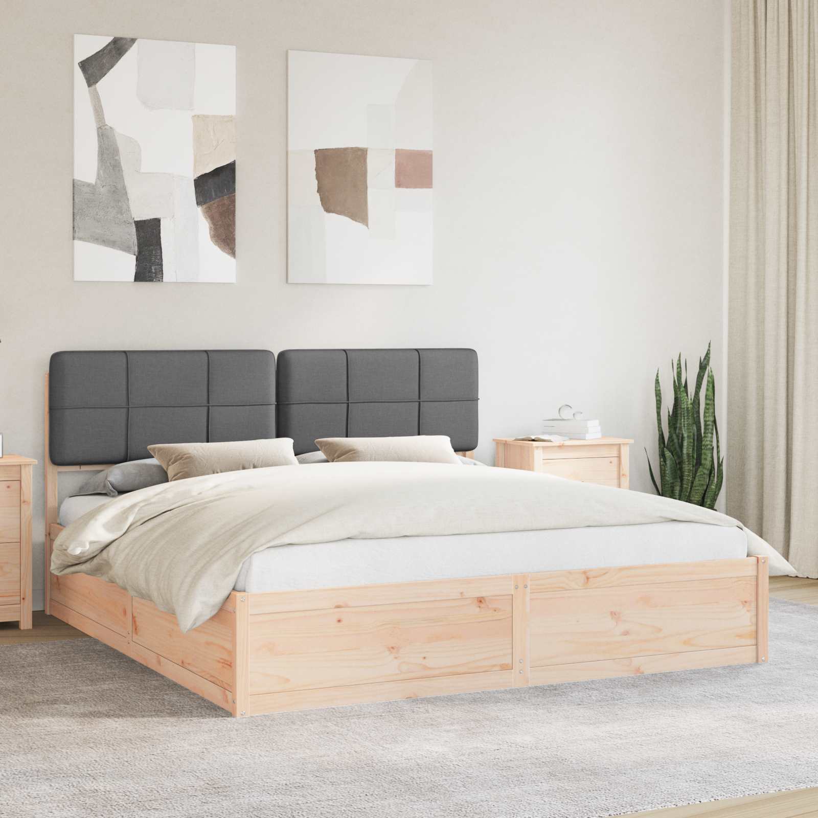 Bettgestell mit gepolstertem Kopfteil Dunkelgrau 180 x 200 cm
