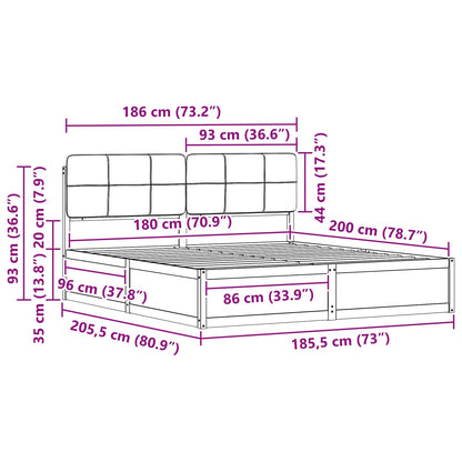 Bettgestell mit gepolstertem Kopfteil Schwarz 180 x 200 cm