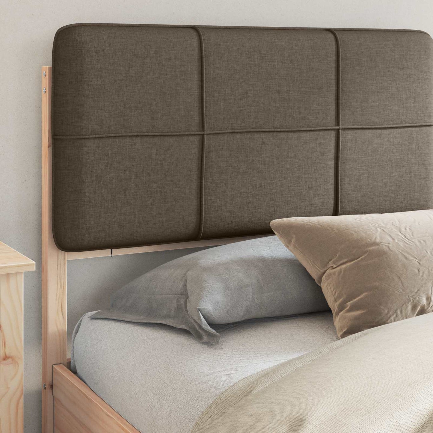 Bettgestell mit gepolstertem Kopfteil Taupe 180 x 200 cm