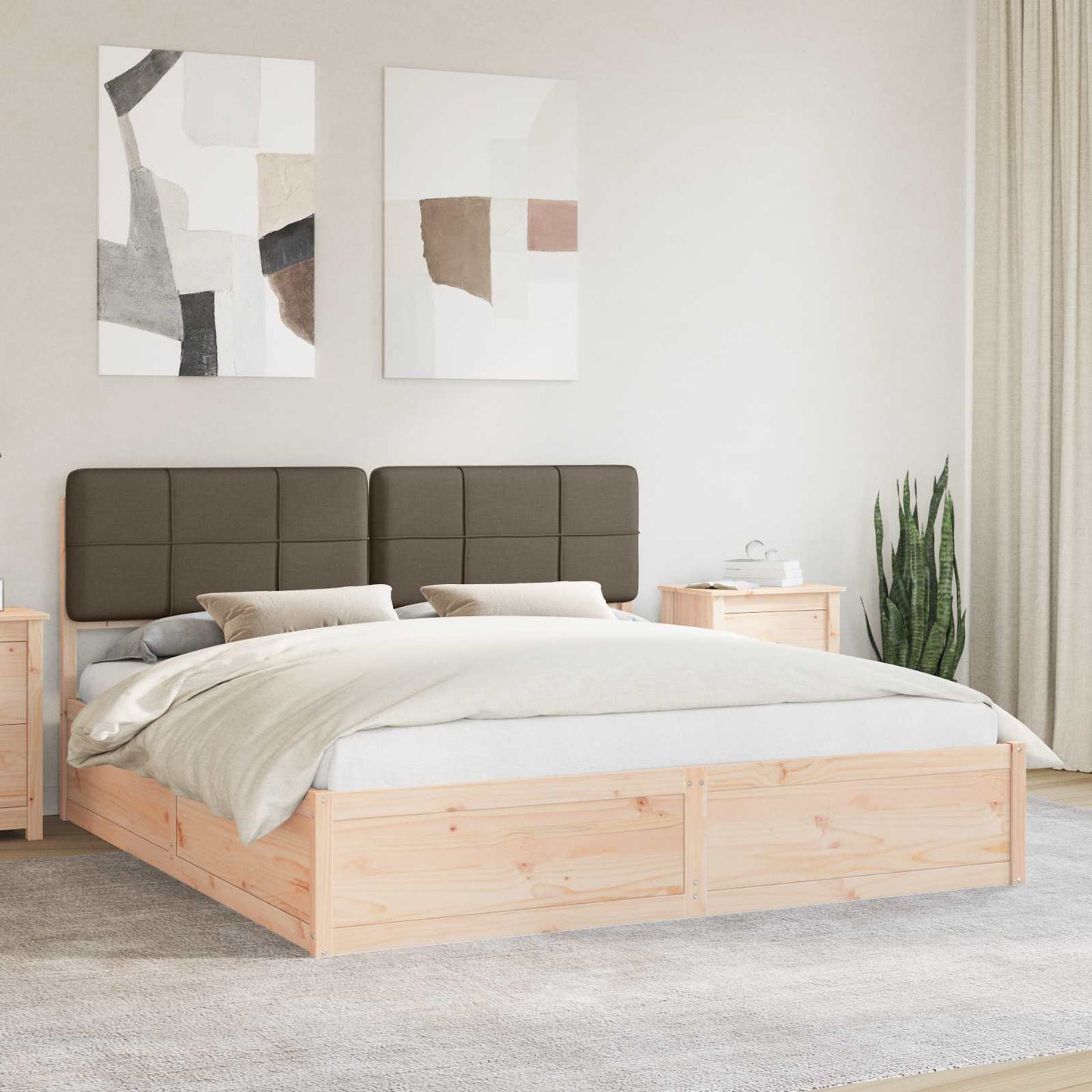 Bettgestell mit gepolstertem Kopfteil Taupe 180 x 200 cm