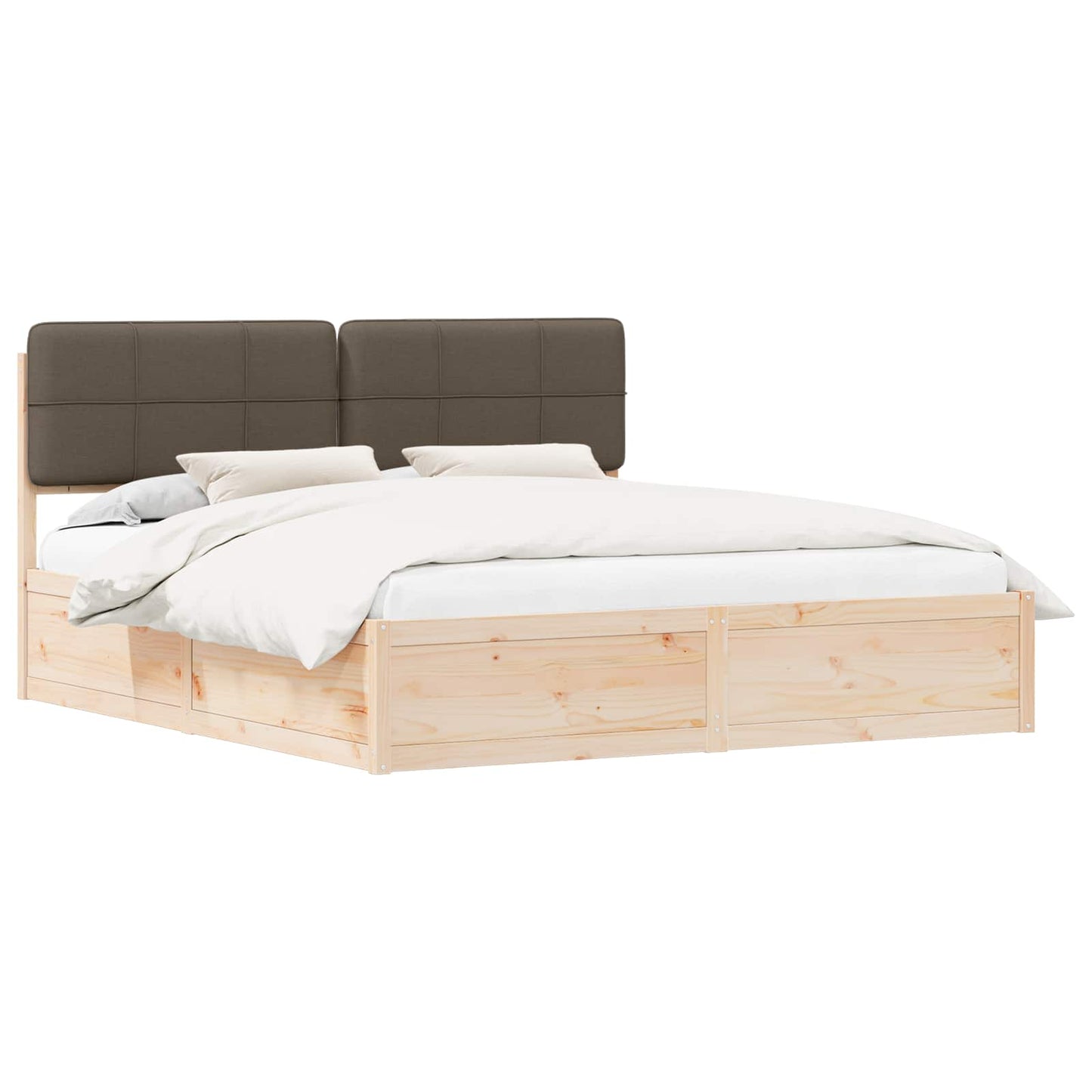Bettgestell mit gepolstertem Kopfteil Taupe 180 x 200 cm