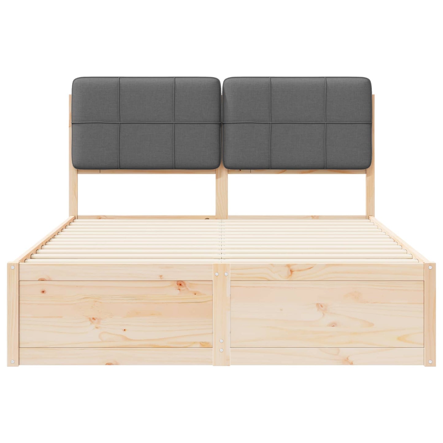 Bettgestell mit gepolstertem Kopfteil Dunkelgrau 135 x 190 cm