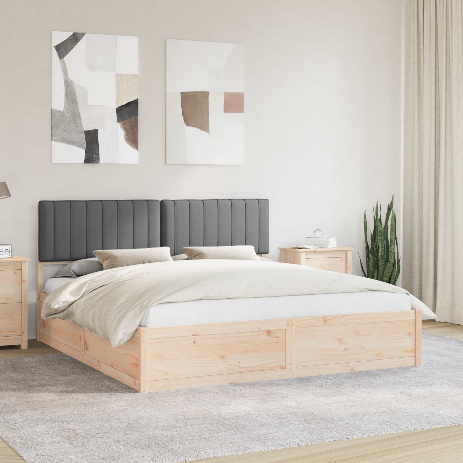 Bettgestell mit gepolstertem Kopfteil Dunkelgrau 180 x 200 cm