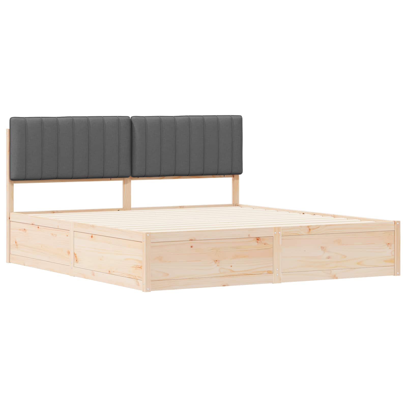 Bettgestell mit gepolstertem Kopfteil Dunkelgrau 180 x 200 cm